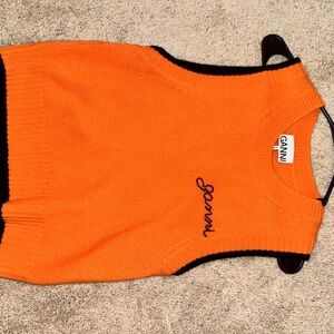 Ganni Orange and Black Sleeveless Top